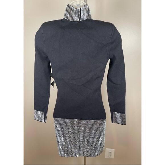 Retrofete Rue Crystal Embellished Knit Long Sleeve Black Mini Dress Size XXS - Picture 7 of 9